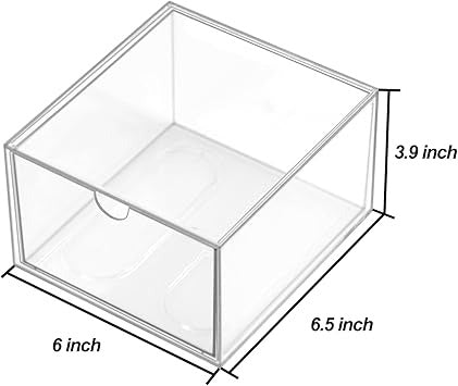 Clear Drawer, Arclic Box, Makeup Organizer Container, 6,5" Storage Drawer for Bathroom Dresser Vainty, Tissue Dryer Sheet Holder Disposable Face Towels Organizer, Light Gray
