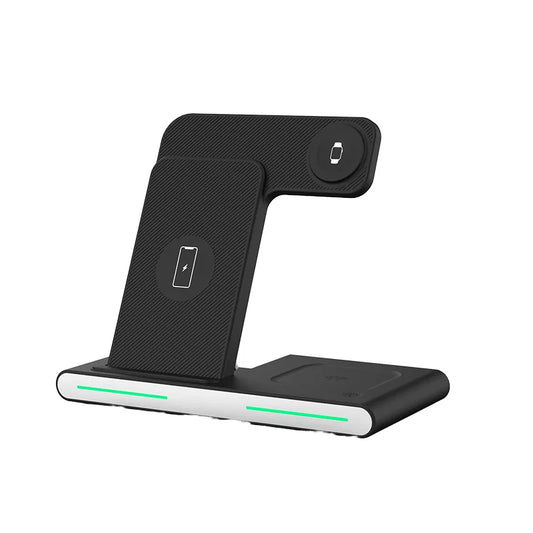 Best Selling Product Foldable 3 In1 Travel Wireless Charger Dock 15W Magnetic Wireless Charger Stand With Light for iphone X455