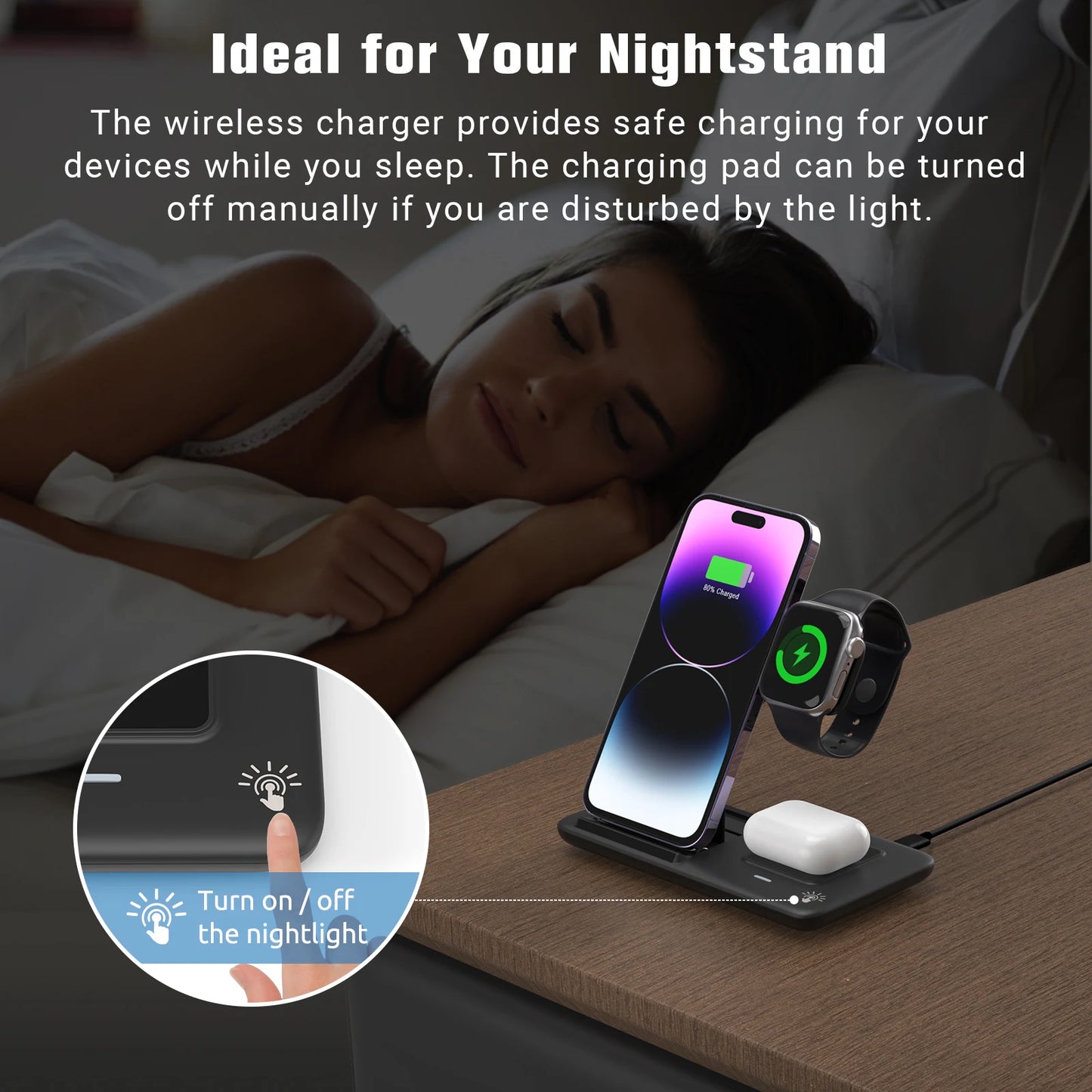 Produtos Vencedores Fast Charging 3-in-1 Cub for Phone Watch Earphones with Magnetic Holder 15W Foldable Wireless Charger Stand