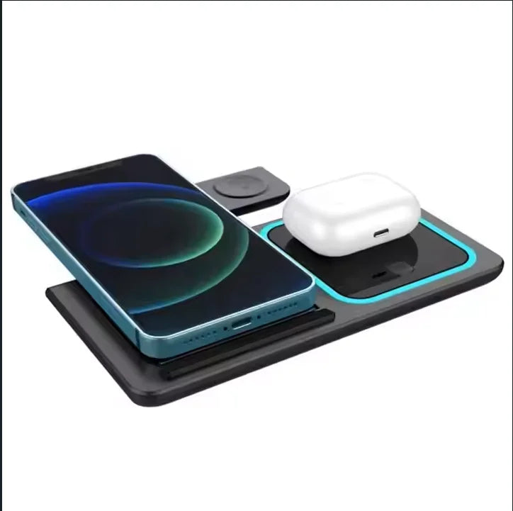 Best Selling Product Foldable 3 In1 Travel Wireless Charger Dock 15W Magnetic Wireless Charger Stand With Light for iphone X455