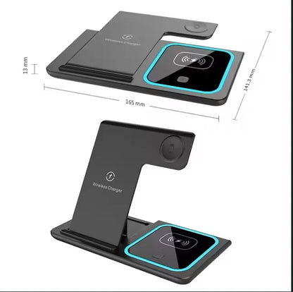 Best Selling Product Foldable 3 In1 Travel Wireless Charger Dock 15W Magnetic Wireless Charger Stand With Light for iphone X455