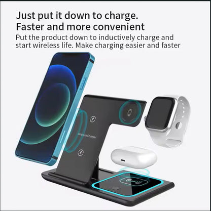 Best Selling Product Foldable 3 In1 Travel Wireless Charger Dock 15W Magnetic Wireless Charger Stand With Light for iphone X455