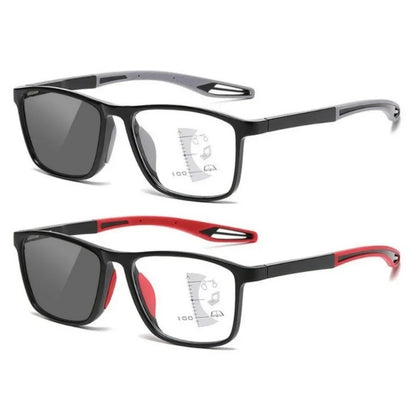 Men Multifocal Photochromic Reading Glasses Look Far and Near Eyeglasses Unisex Sport TR90 Frame Anti Blue Light Grade Eyewear