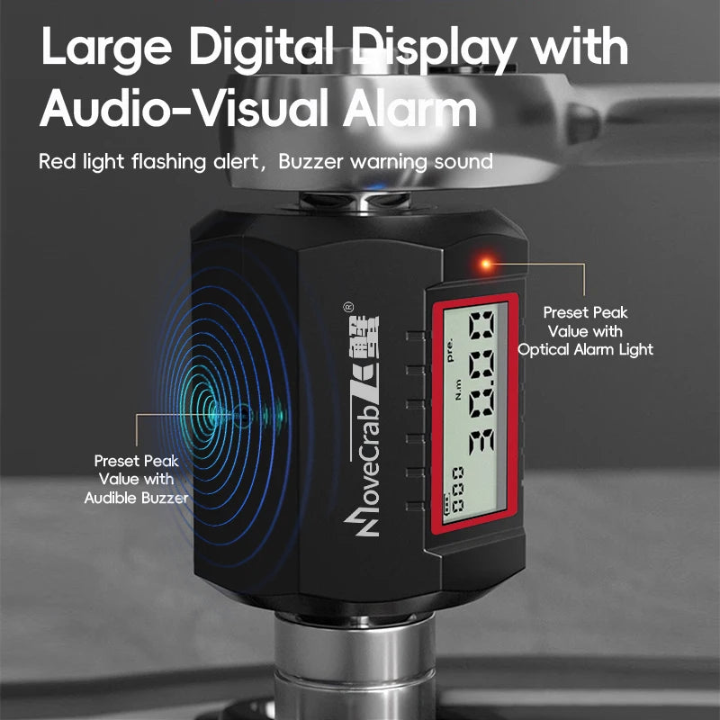 MoveCrab Digital Torque Adapter 1/2"Drive Include Adapters for 3/8" and 1/4" Electronic Torque Wrench Bike Set Car Repair Bike