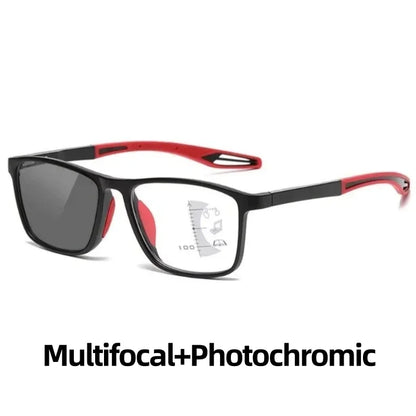Men Multifocal Photochromic Reading Glasses Look Far and Near Eyeglasses Unisex Sport TR90 Frame Anti Blue Light Grade Eyewear