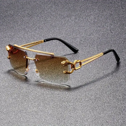 New stylish and personalized frameless leopard head sunglasses trendy outdoor driving sunglasses