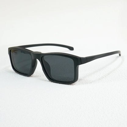 A New Set of Magnetic Clip-On Design Fashion Sunglasses, 1 Frame, and 3 Interchangeable Lenses, Unisex New Square Glasses Set