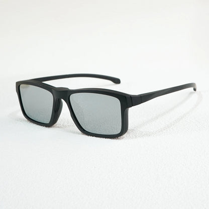 A New Set of Magnetic Clip-On Design Fashion Sunglasses, 1 Frame, and 3 Interchangeable Lenses, Unisex New Square Glasses Set