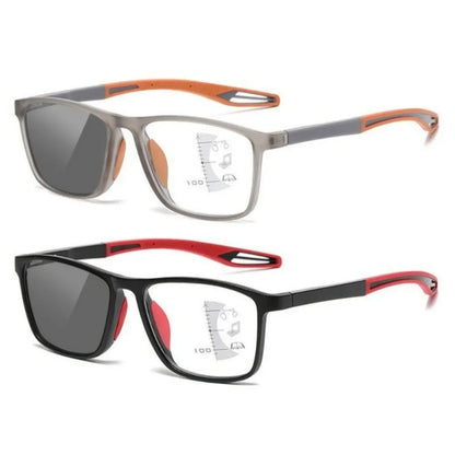 Men Multifocal Photochromic Reading Glasses Look Far and Near Eyeglasses Unisex Sport TR90 Frame Anti Blue Light Grade Eyewear