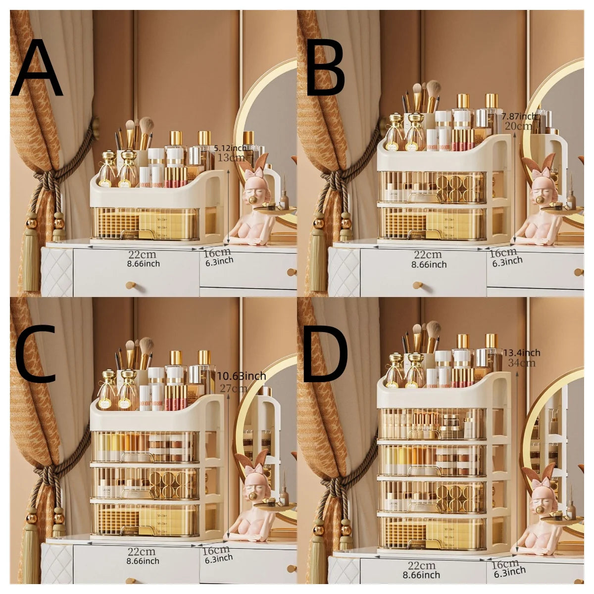 1pc Multi-layer Makeup Storage Box,Cosmetics Storage For Skin Care,Eyeshadow,LotionsLipstick,Great For Dresser,Bathroom,Bedroom
