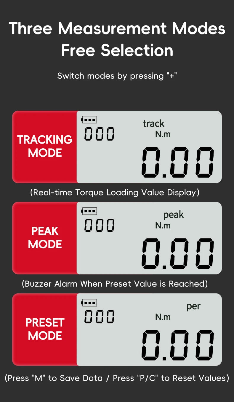 MoveCrab Digital Torque Adapter 1/2"Drive Include Adapters for 3/8" and 1/4" Electronic Torque Wrench Bike Set Car Repair Bike