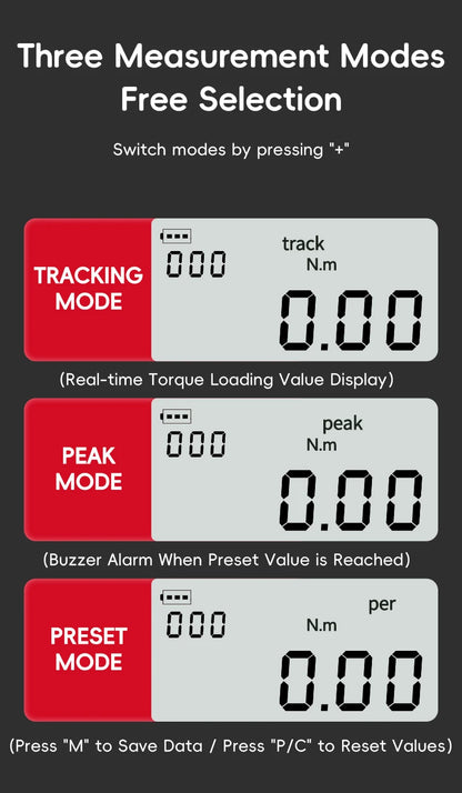 MoveCrab Digital Torque Adapter 1/2"Drive Include Adapters for 3/8" and 1/4" Electronic Torque Wrench Bike Set Car Repair Bike
