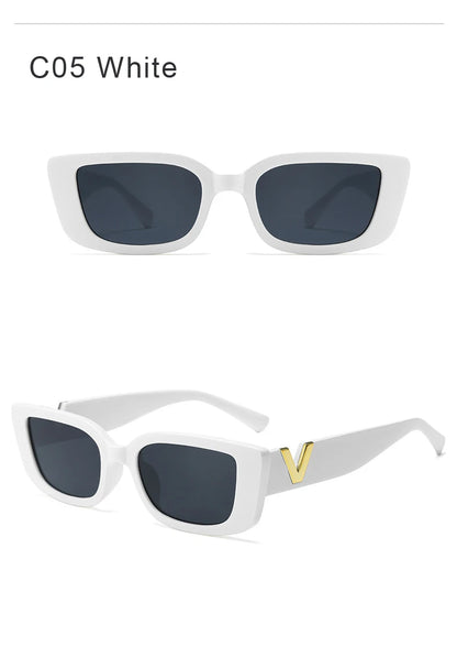 1/2PCS Fashion Rectangle Sunglasses Women Luxury Brand Vintage Small Frame Sun Glasses Ladies Classic Black UV400 Eyeglasses