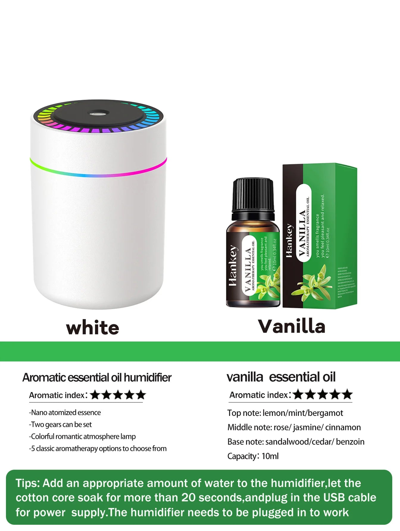 180ml Aromatherapy diffuser Humidifier Aromatherapy essential oil Air purifier Sleeping car carrying home LED 7 color light