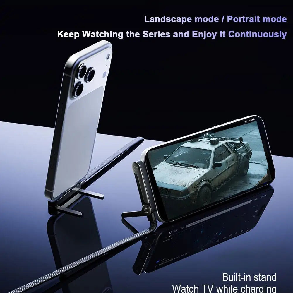 240W 2-in-1 Fast Charging Cable For Apple Data Cable Folding Stand For IPhone17 Mobile Phones Tablets