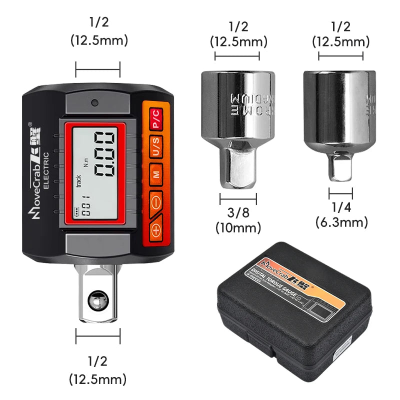 MoveCrab Digital Torque Adapter 1/2"Drive Include Adapters for 3/8" and 1/4" Electronic Torque Wrench Bike Set Car Repair Bike
