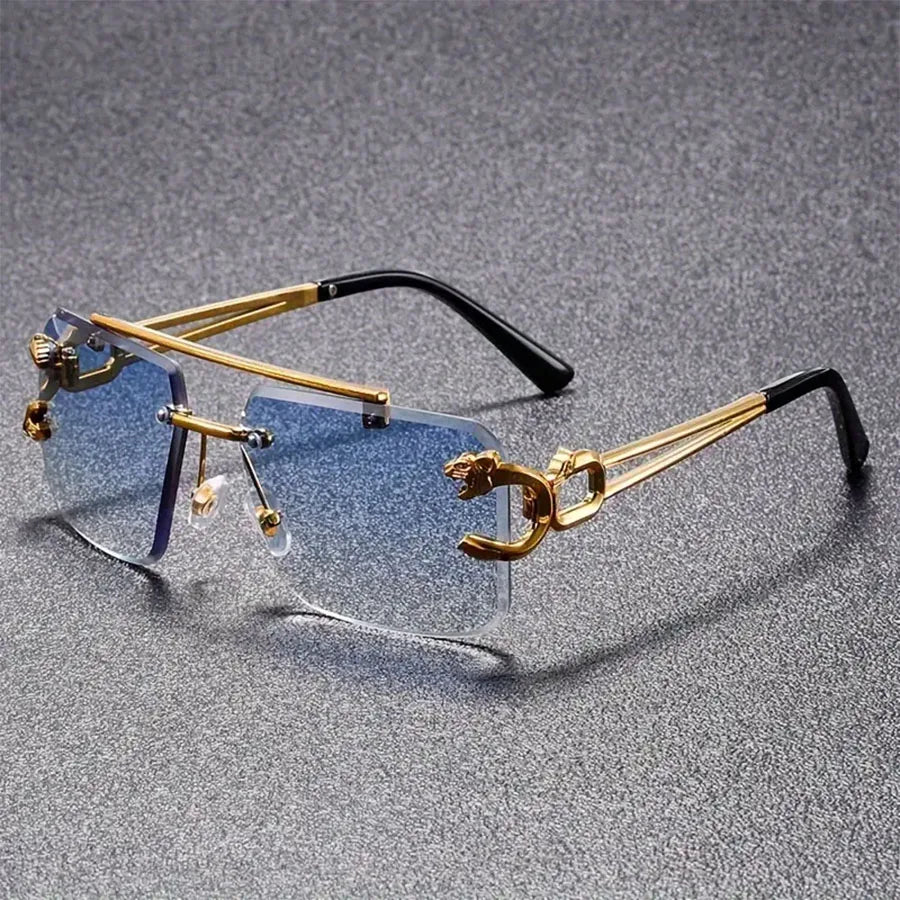 New stylish and personalized frameless leopard head sunglasses trendy outdoor driving sunglasses