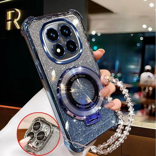 Crystal Bracelet Magnetic Stand Phone Case For Xiaomi 15T 14T Pro 13T 12T 11 Lite 15 12X 12S 17 Pro Max Glitter Shockproof Cover