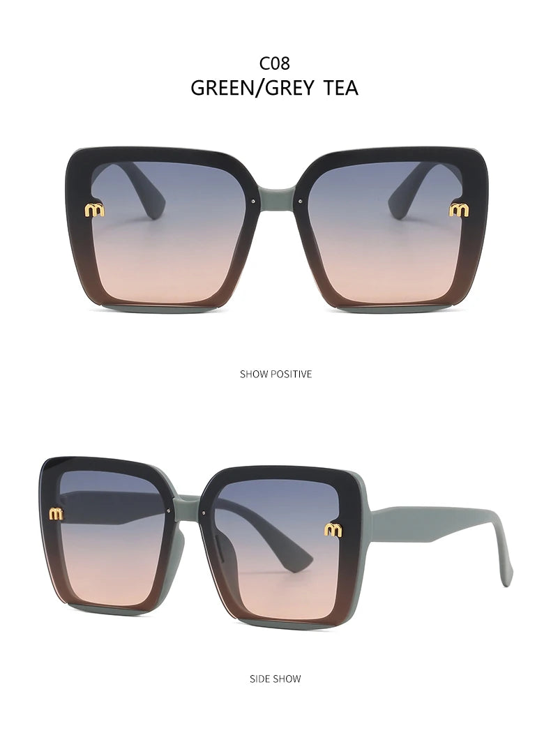 New Retro Square Sunglasses Women Fashion Minimalist Design Anti Blue Light Outdoor Anti UV Sun Glasses Double Beam Female