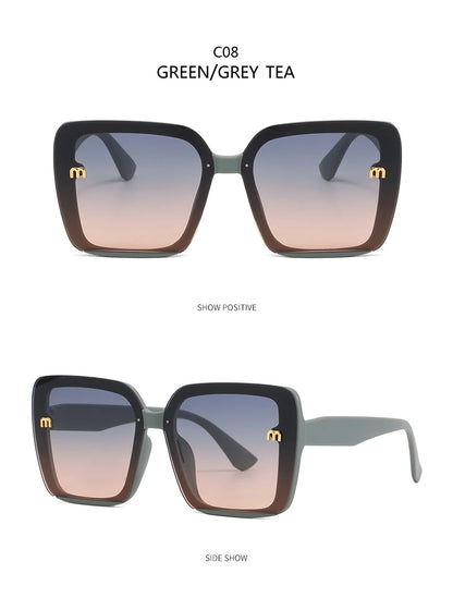 New Retro Square Sunglasses Women Fashion Minimalist Design Anti Blue Light Outdoor Anti UV Sun Glasses Double Beam Female