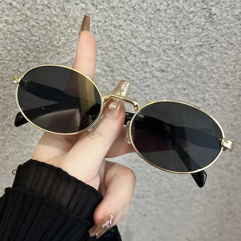 New Women Oval Personality Sunglasses Luxury Brand Small Frame Ladies Outdoor Eyewear Summer Sun Protection Sun Glasses UV400