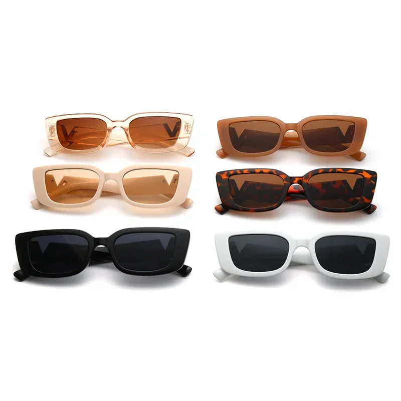 1/2PCS Fashion Rectangle Sunglasses Women Luxury Brand Vintage Small Frame Sun Glasses Ladies Classic Black UV400 Eyeglasses