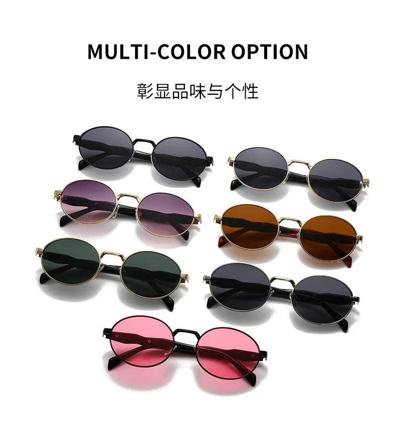 New Women Oval Personality Sunglasses Luxury Brand Small Frame Ladies Outdoor Eyewear Summer Sun Protection Sun Glasses UV400