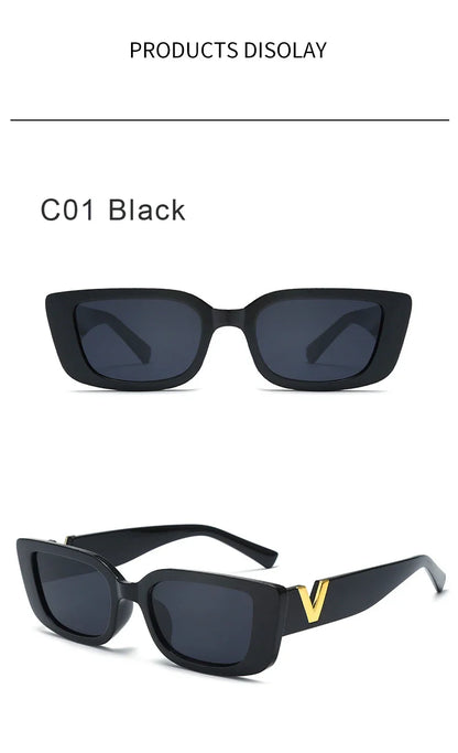 1/2PCS Fashion Rectangle Sunglasses Women Luxury Brand Vintage Small Frame Sun Glasses Ladies Classic Black UV400 Eyeglasses