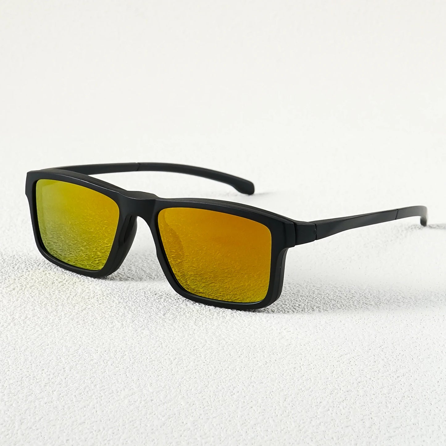 A New Set of Magnetic Clip-On Design Fashion Sunglasses, 1 Frame, and 3 Interchangeable Lenses, Unisex New Square Glasses Set
