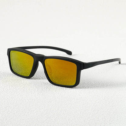 A New Set of Magnetic Clip-On Design Fashion Sunglasses, 1 Frame, and 3 Interchangeable Lenses, Unisex New Square Glasses Set