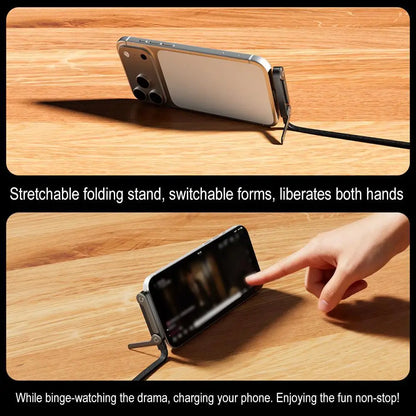 240W 2-in-1 Fast Charging Cable For Apple Data Cable Folding Stand For IPhone17 Mobile Phones Tablets