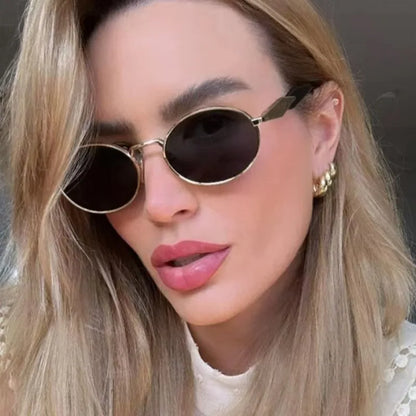 New Women Oval Personality Sunglasses Luxury Brand Small Frame Ladies Outdoor Eyewear Summer Sun Protection Sun Glasses UV400