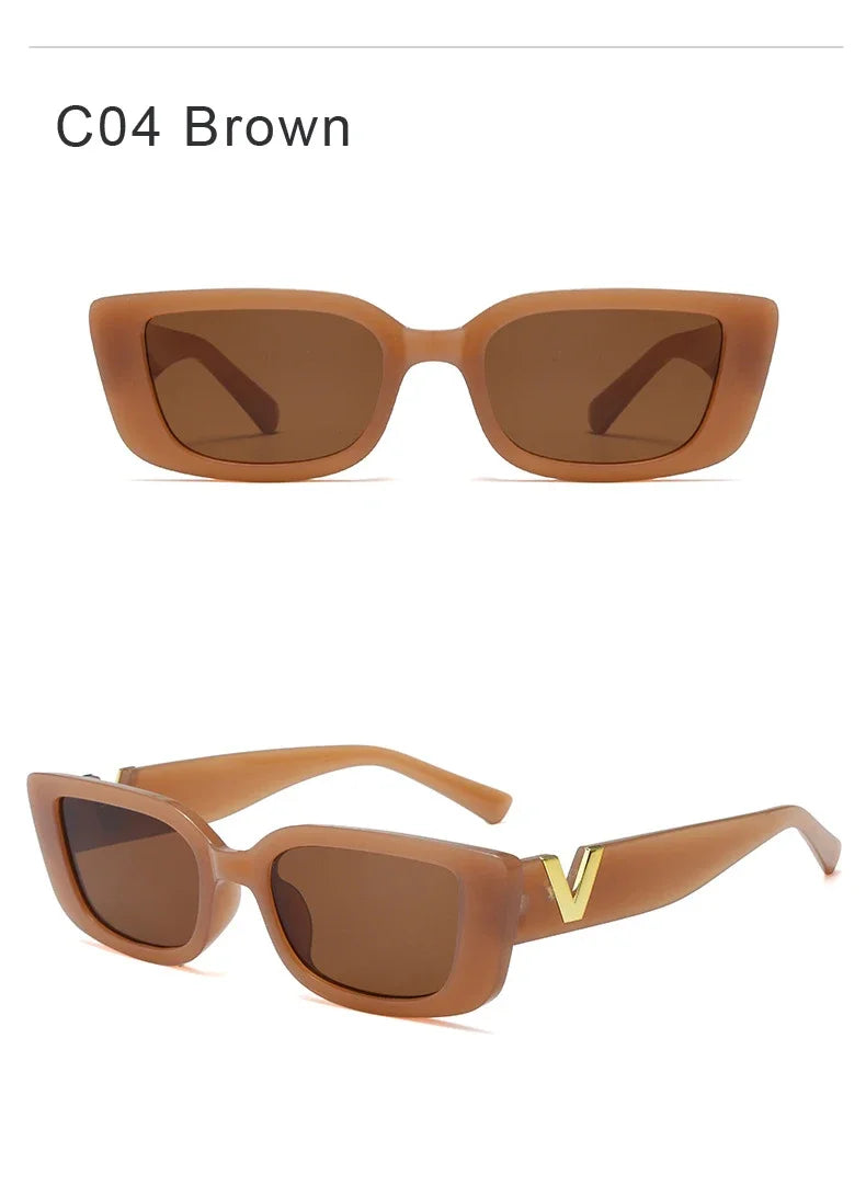 1/2PCS Fashion Rectangle Sunglasses Women Luxury Brand Vintage Small Frame Sun Glasses Ladies Classic Black UV400 Eyeglasses