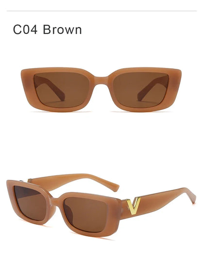 1/2PCS Fashion Rectangle Sunglasses Women Luxury Brand Vintage Small Frame Sun Glasses Ladies Classic Black UV400 Eyeglasses