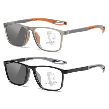 Men Multifocal Photochromic Reading Glasses Look Far and Near Eyeglasses Unisex Sport TR90 Frame Anti Blue Light Grade Eyewear