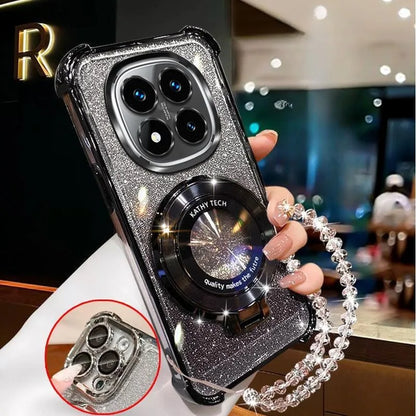 Crystal Bracelet Magnetic Stand Phone Case For Xiaomi 15T 14T Pro 13T 12T 11 Lite 15 12X 12S 17 Pro Max Glitter Shockproof Cover