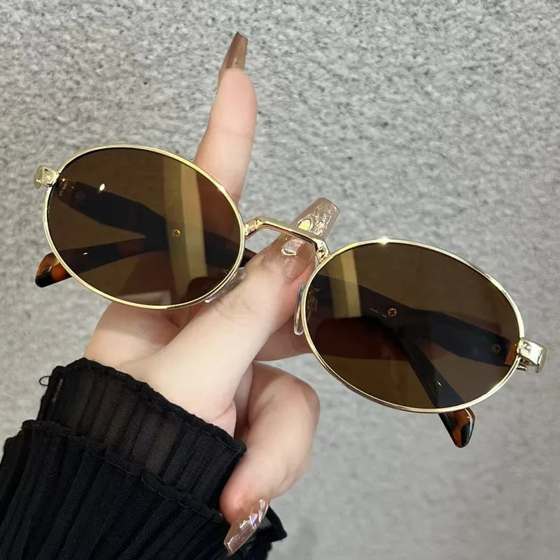 New Women Oval Personality Sunglasses Luxury Brand Small Frame Ladies Outdoor Eyewear Summer Sun Protection Sun Glasses UV400