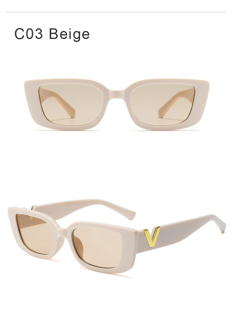 1/2PCS Fashion Rectangle Sunglasses Women Luxury Brand Vintage Small Frame Sun Glasses Ladies Classic Black UV400 Eyeglasses