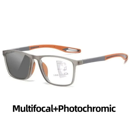 Men Multifocal Photochromic Reading Glasses Look Far and Near Eyeglasses Unisex Sport TR90 Frame Anti Blue Light Grade Eyewear