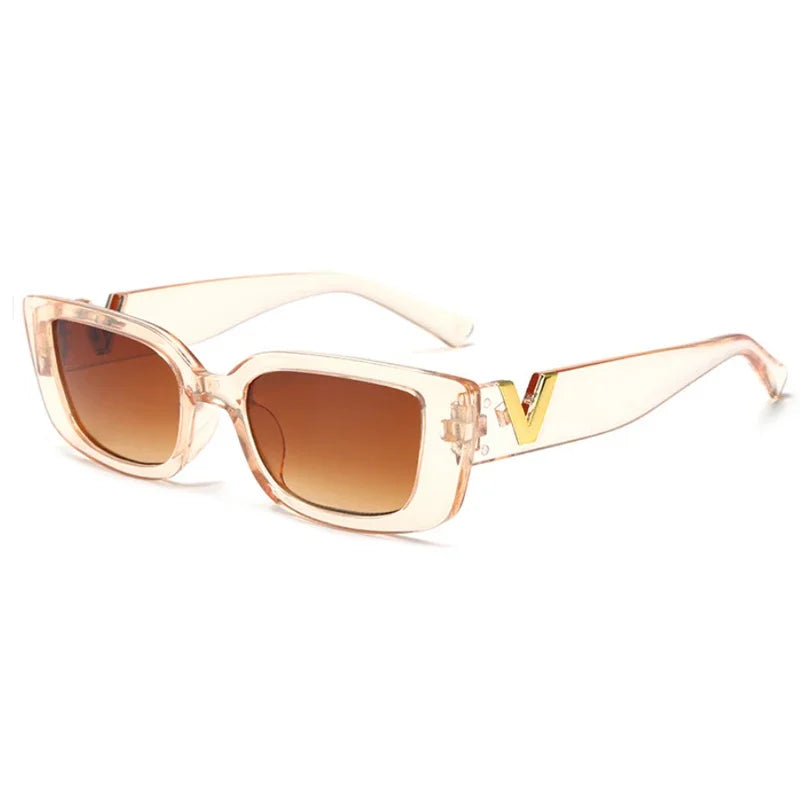 1/2PCS Fashion Rectangle Sunglasses Women Luxury Brand Vintage Small Frame Sun Glasses Ladies Classic Black UV400 Eyeglasses
