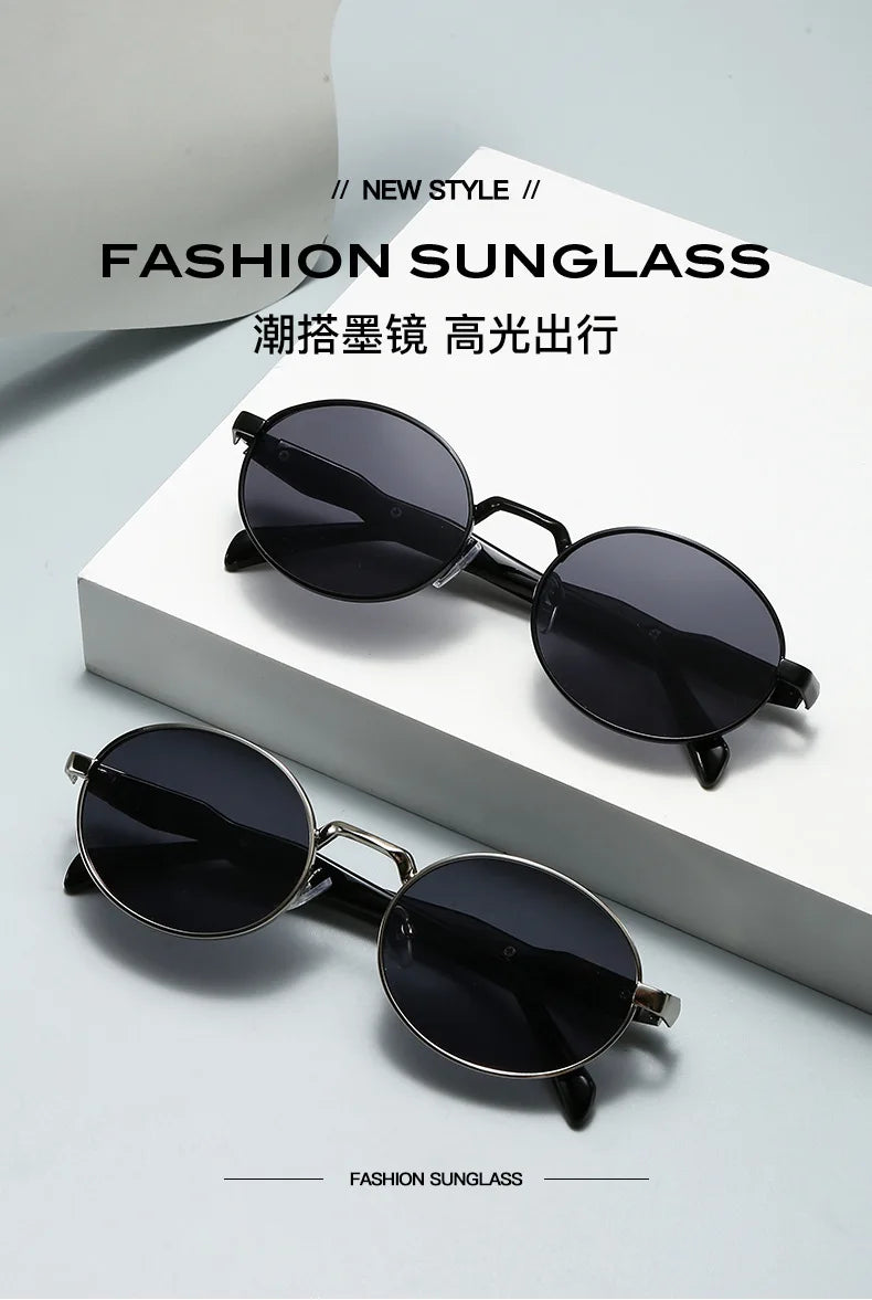 New Women Oval Personality Sunglasses Luxury Brand Small Frame Ladies Outdoor Eyewear Summer Sun Protection Sun Glasses UV400