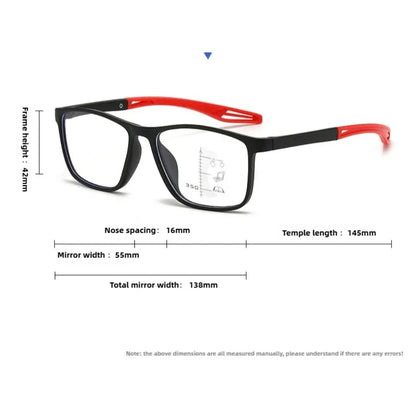 Men Multifocal Photochromic Reading Glasses Look Far and Near Eyeglasses Unisex Sport TR90 Frame Anti Blue Light Grade Eyewear
