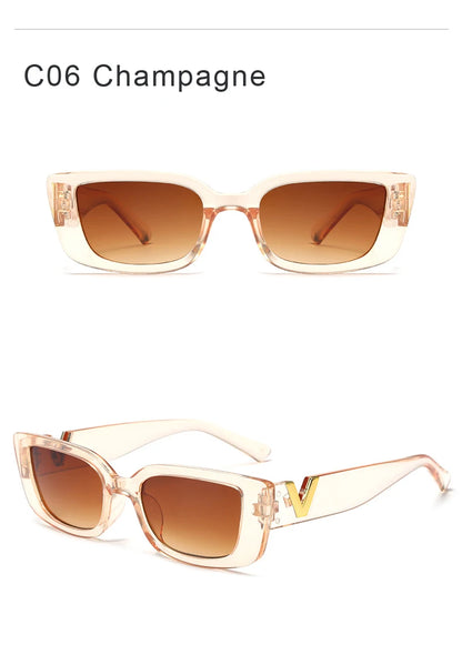 1/2PCS Fashion Rectangle Sunglasses Women Luxury Brand Vintage Small Frame Sun Glasses Ladies Classic Black UV400 Eyeglasses