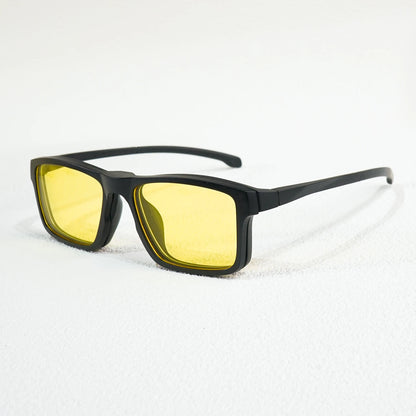 A New Set of Magnetic Clip-On Design Fashion Sunglasses, 1 Frame, and 3 Interchangeable Lenses, Unisex New Square Glasses Set