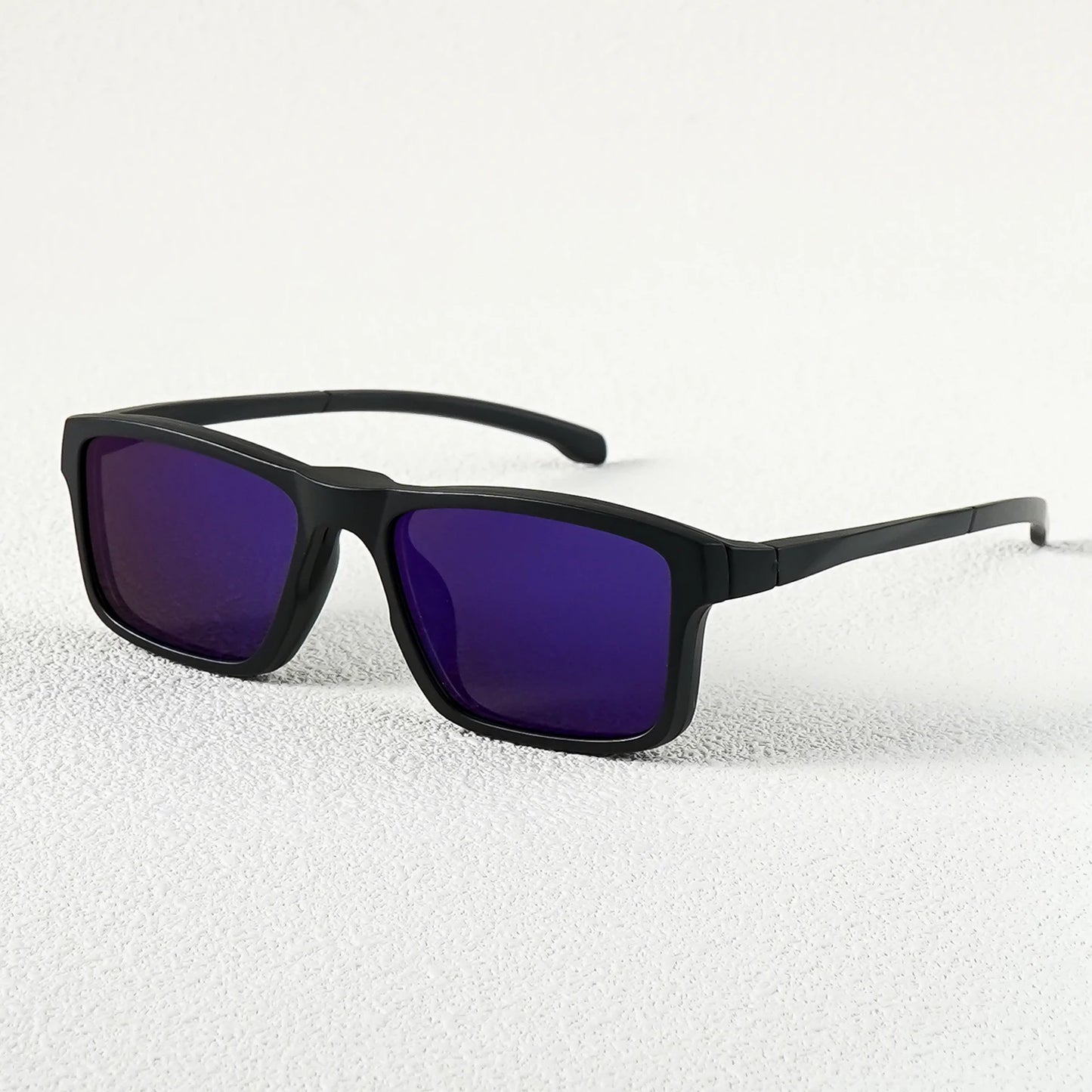 A New Set of Magnetic Clip-On Design Fashion Sunglasses, 1 Frame, and 3 Interchangeable Lenses, Unisex New Square Glasses Set