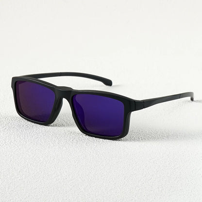 A New Set of Magnetic Clip-On Design Fashion Sunglasses, 1 Frame, and 3 Interchangeable Lenses, Unisex New Square Glasses Set