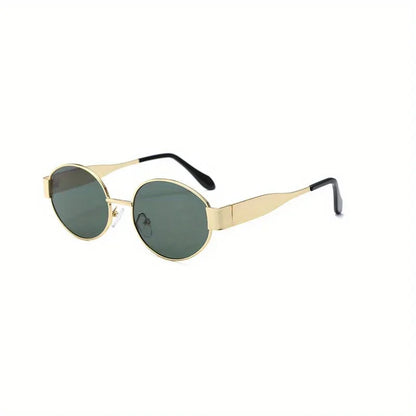 Oval sunglasses for women men trendy metal frame sun glasses classic shades